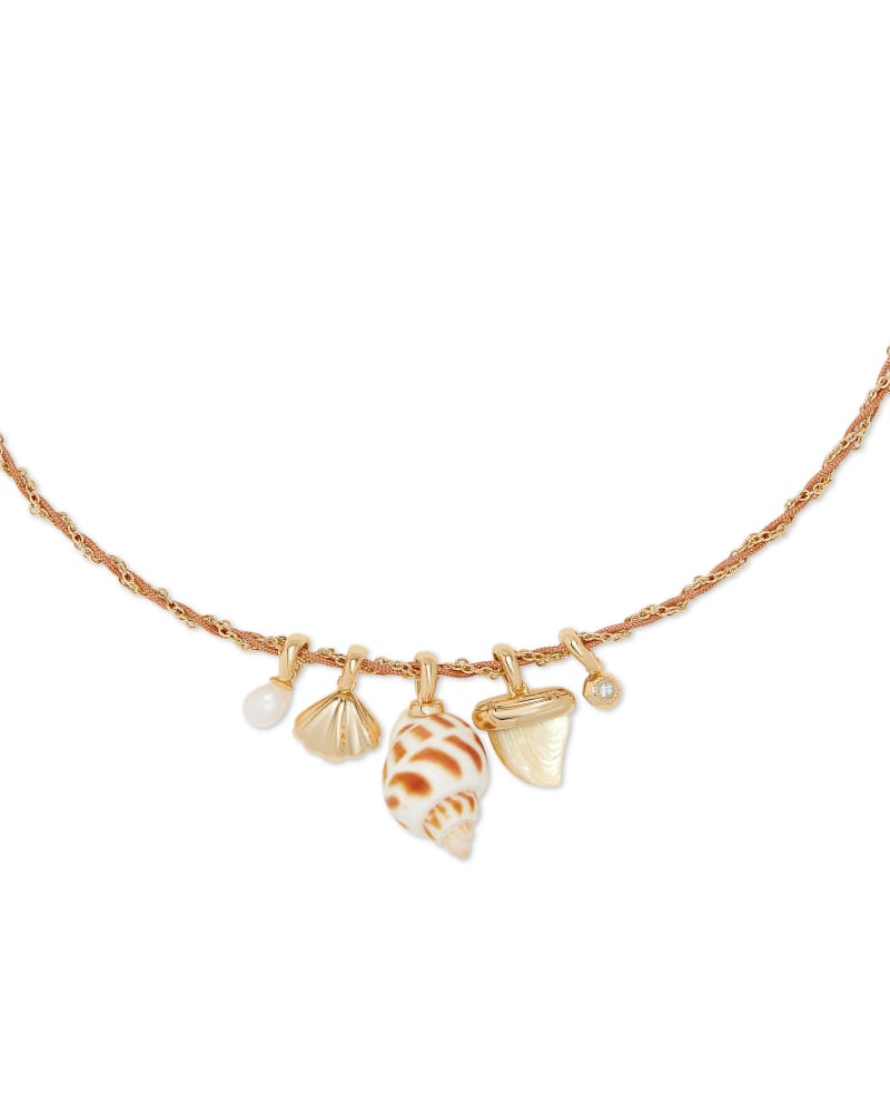 Oleana Gold Charm Necklace in Iridescent Abalone image number 3